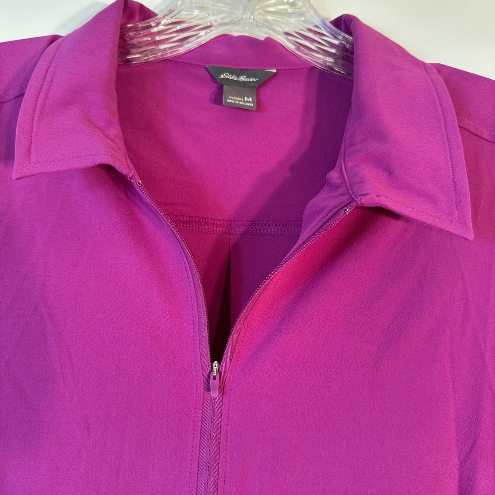 Eddie Bauer Womens Sleeveless Quarter Zip Polo Shirt Magenta Purple Size M E17 - Picture 3 of 6